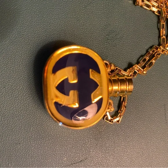 Gucci Gold and Blue Logo Necklace. New in box. - Picture 5 of 5